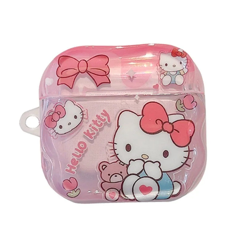 Cute Hello Kitty Earphone Case for Airpods 4 Pro 2 1 2 3 Pro3 Wireless Bluetooth Headset Protective Cover with Pendant