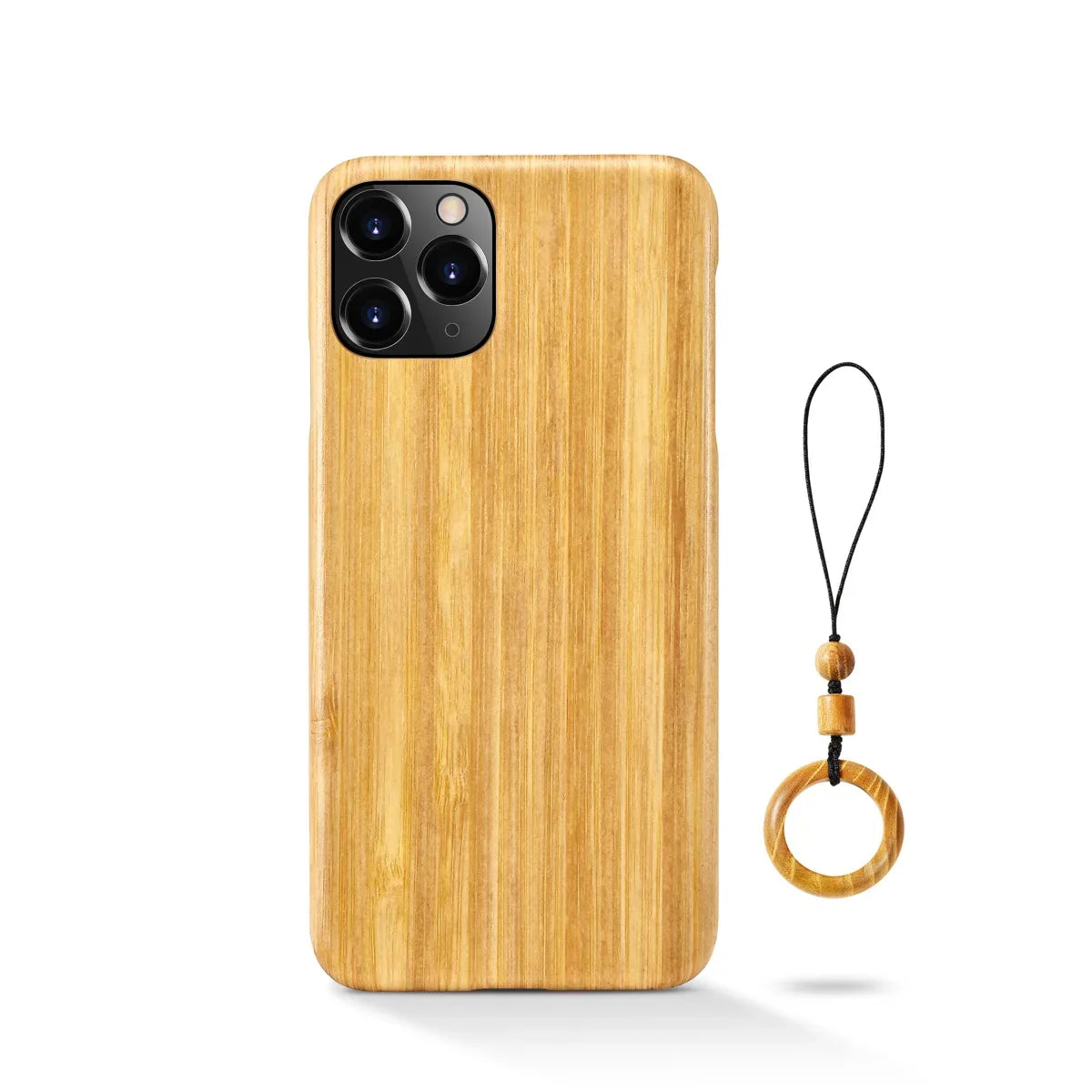 Real Wood Case for iPhone 17 Air 16 15 14 13 12 Mini 11 Pro Max XS XR Natural Bamboo Phone Cover With Ring buckle Shell Funda