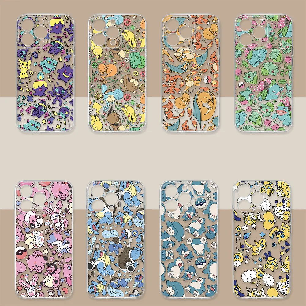 Pokemon Charizard Pikachu Anime Coque For iPhone 17 Air 16e 16 Case 15 14 13 12 11 17 16 Plus Pro Max 17 Translucent Phone Cover