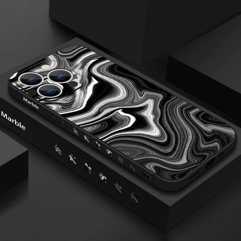 Marble Case For iPhone 15 Pro Max Coque Luxury Watercolor Shockproof Soft Cover For iPhone 16 17 14 13 12 Pro Max 11 16E 17 Air