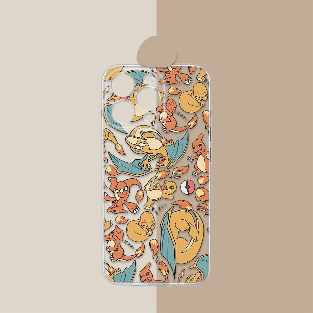 Pokemon Charizard Pikachu Anime Coque For iPhone 17 Air 16e 16 Case 15 14 13 12 11 17 16 Plus Pro Max 17 Translucent Phone Cover