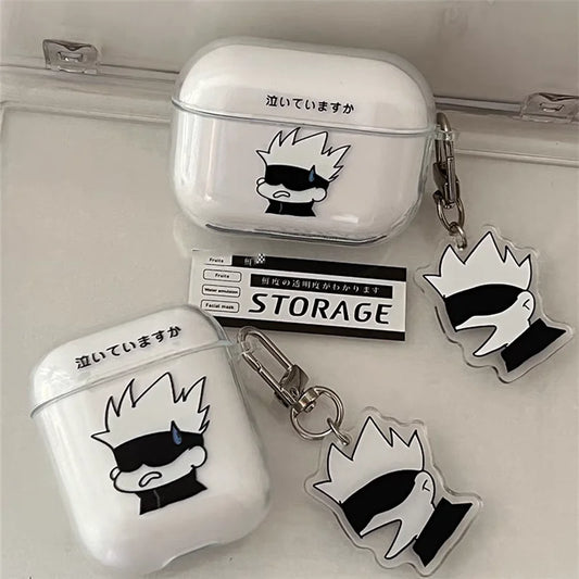 Anime Gojo Satoru Earphone Case For AirPods 1 2 Pro Pro2 3 4 J-Jujutsus Wireless Bluetooth Headset Clear Soft Cover