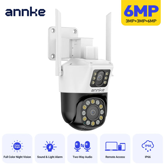 ANNKE 6MP Wifi IP Camera Dual Lens 2.4G camera security wifi Auto Tracking Human Detection Color Night Vision ONVIF PT Camera