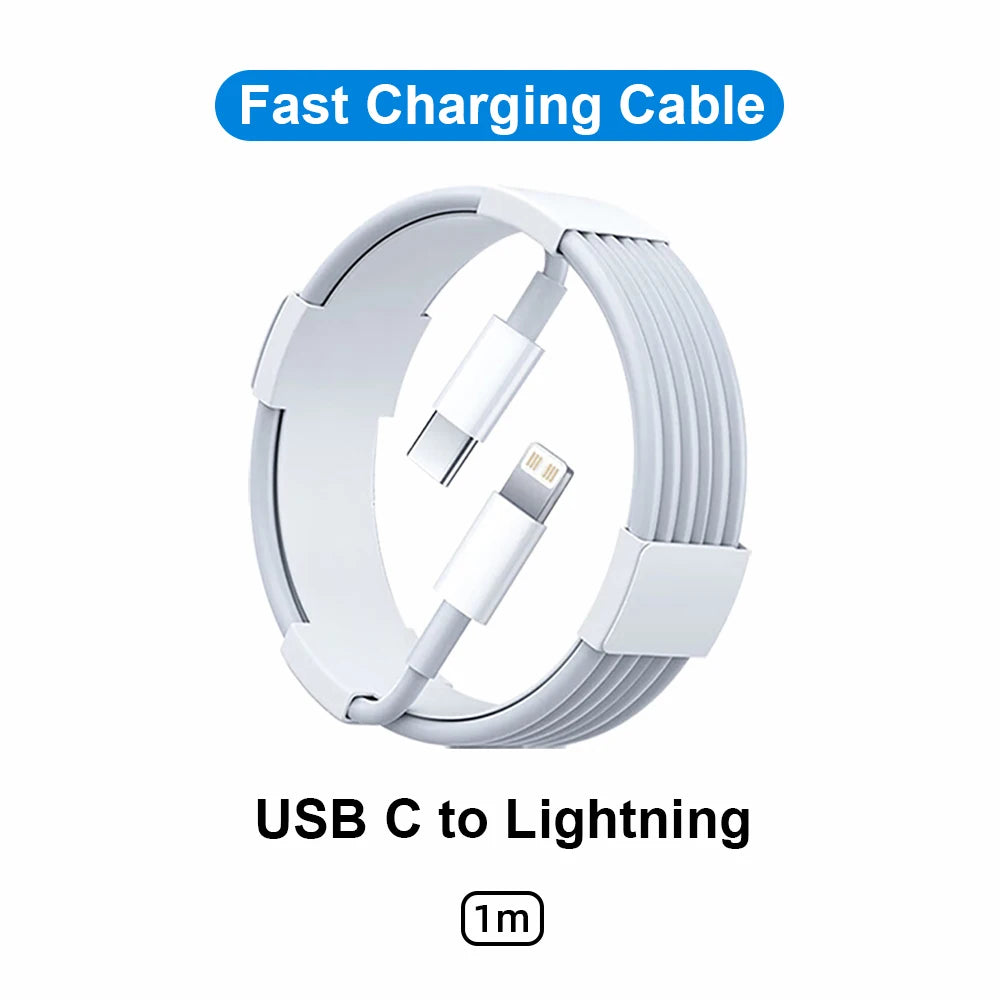 Chargeur rapide PD 30W pour iPhone 14 13 12, câble de charge rapide USB C vers Lightning pour iPhone 17 16 15 Pro Max, adaptateur d'alimentation de Type C