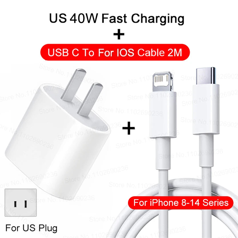 PD 40W téléphone chargeur rapide pour iPhone 17 16 15 14 13 12 11 Pro Max 8 Plus iPad Charge rapide Type C câble de Charge USB C ligne de données