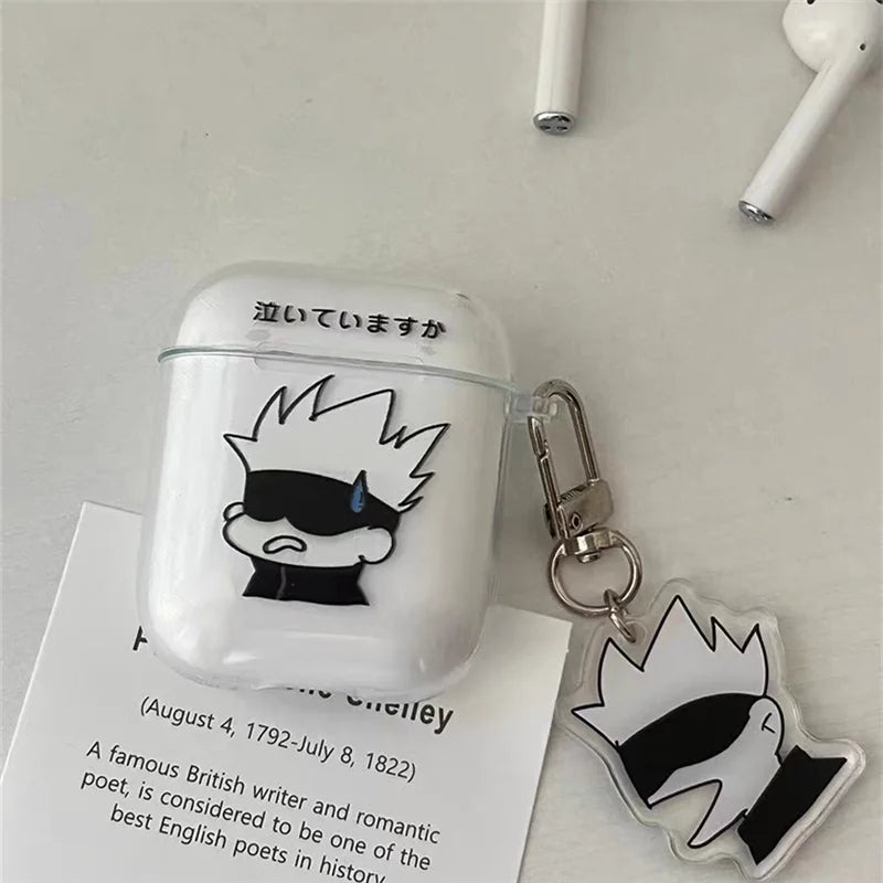 Anime Gojo Satoru Earphone Case For AirPods 1 2 Pro Pro2 3 4 J-Jujutsus Wireless Bluetooth Headset Clear Soft Cover
