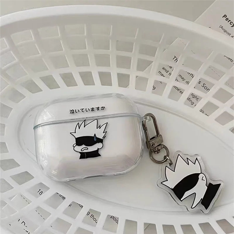 Anime Gojo Satoru Earphone Case For AirPods 1 2 Pro Pro2 3 4 J-Jujutsus Wireless Bluetooth Headset Clear Soft Cover