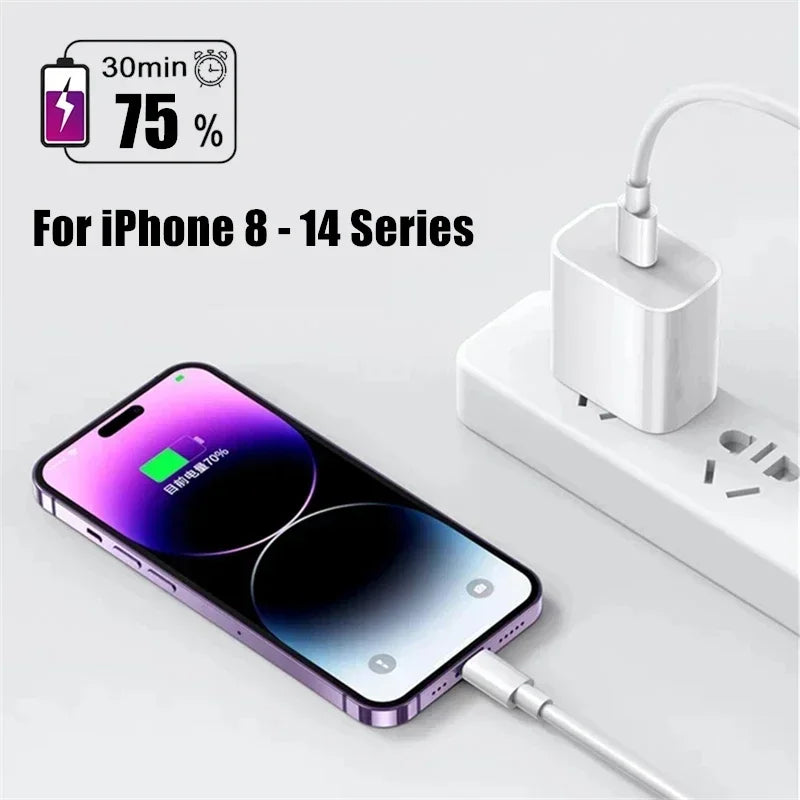 Chargeur rapide PD 35w pour iPhone 13 Pro 14 Plus 11 12 mini XS Max XR X iPad Air câble de charge rapide USB-C adaptateur d'alimentation