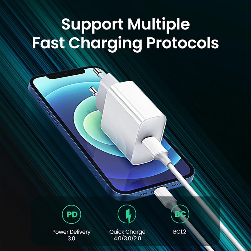 Chargeur rapide PD 30W pour iPhone 14 13 12, câble de charge rapide USB C vers Lightning pour iPhone 17 16 15 Pro Max, adaptateur d'alimentation de Type C