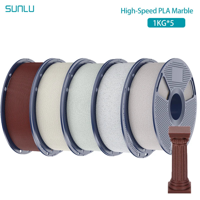 SUNLU 5KG High Speed PLA Marble Filament 1.75mm +/- 0.02 mm 1kg Spool (2.2lbs) High Speed Printing Filament Fit Most FDM Printer