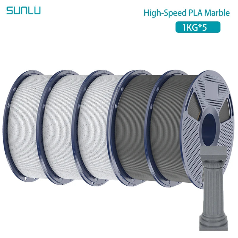 SUNLU 5KG High Speed PLA Marble Filament 1.75mm +/- 0.02 mm 1kg Spool (2.2lbs) High Speed Printing Filament Fit Most FDM Printer