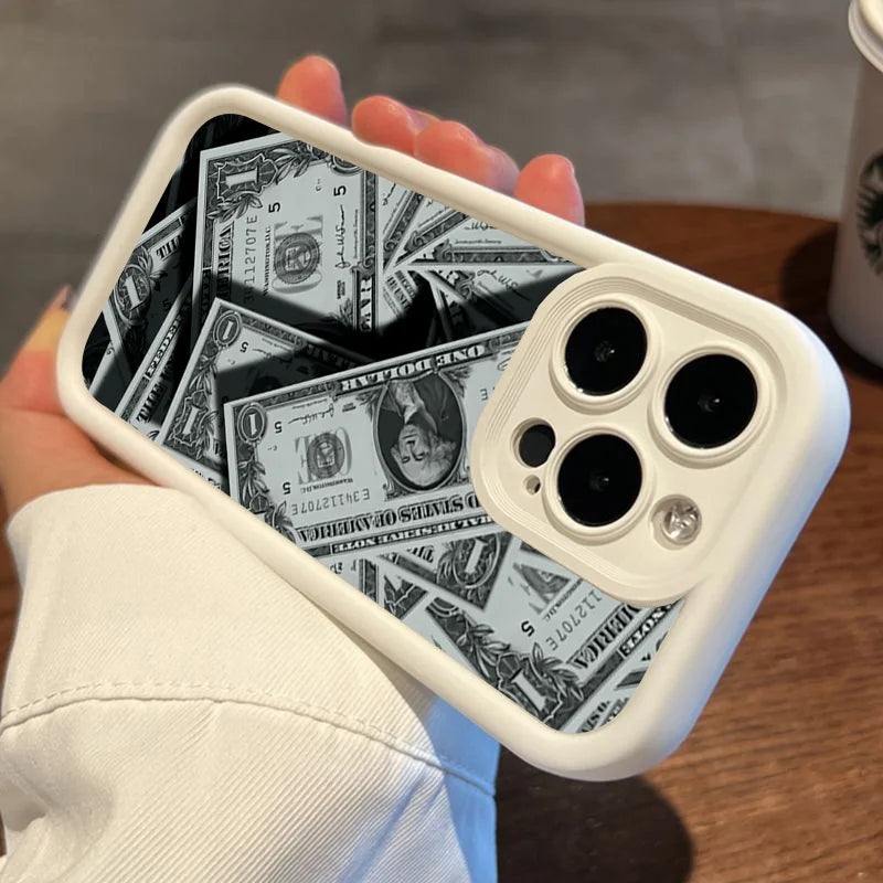Black Bamboo Full-Coverage Banknote Design Silicone Phone Case For iPhone 17 16 15 14 13 12 11 Pro Max 16 Plus 16E 17 Air Cover