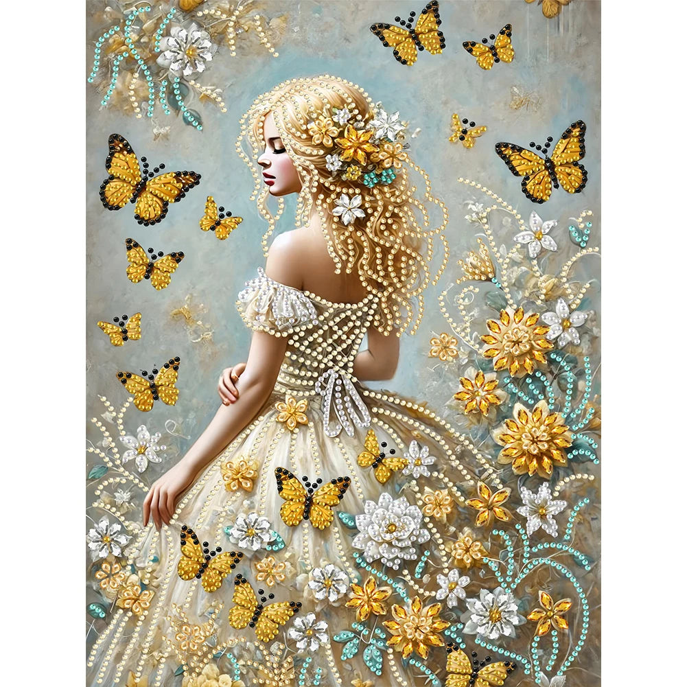 30*40cm Elegant Luxury Woman 5D DIY Partial Special Shaped Drill Diamond Painting Kit Rhinestone Diamond Painting Home Decor