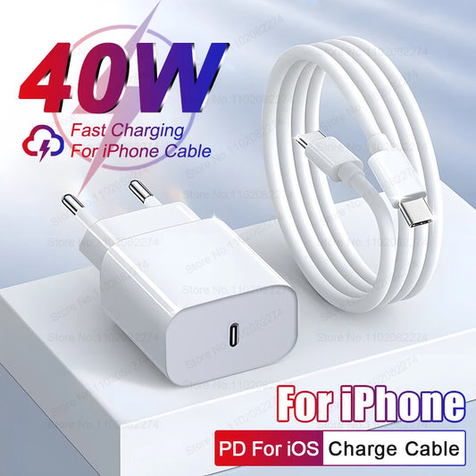 PD 40W USB C chargeur pour iPhone 16 15 14 13 12 11 Pro Max Plus charge rapide USB C Type C câble pour iPad chargeur d'air accessoires