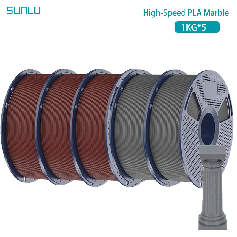 SUNLU 5KG High Speed PLA Marble Filament 1.75mm +/- 0.02 mm 1kg Spool (2.2lbs) High Speed Printing Filament Fit Most FDM Printer