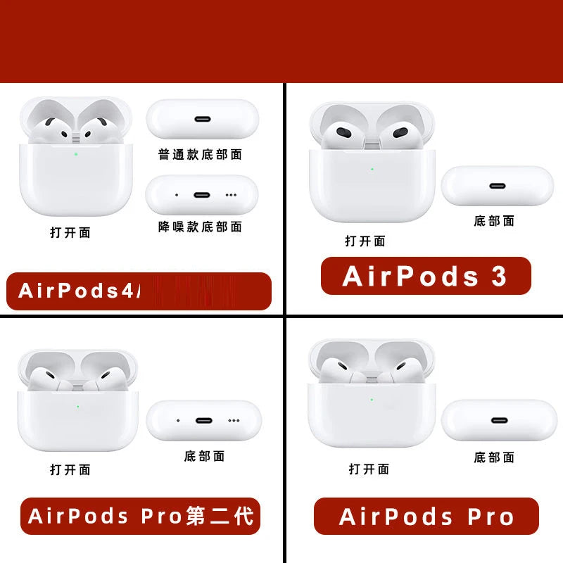 2025 For airpods 4generation airpods 4 Bluetooth Earphones ANC Wireless Headphones Earbuds Noise Cancelling Transparent TPU Case