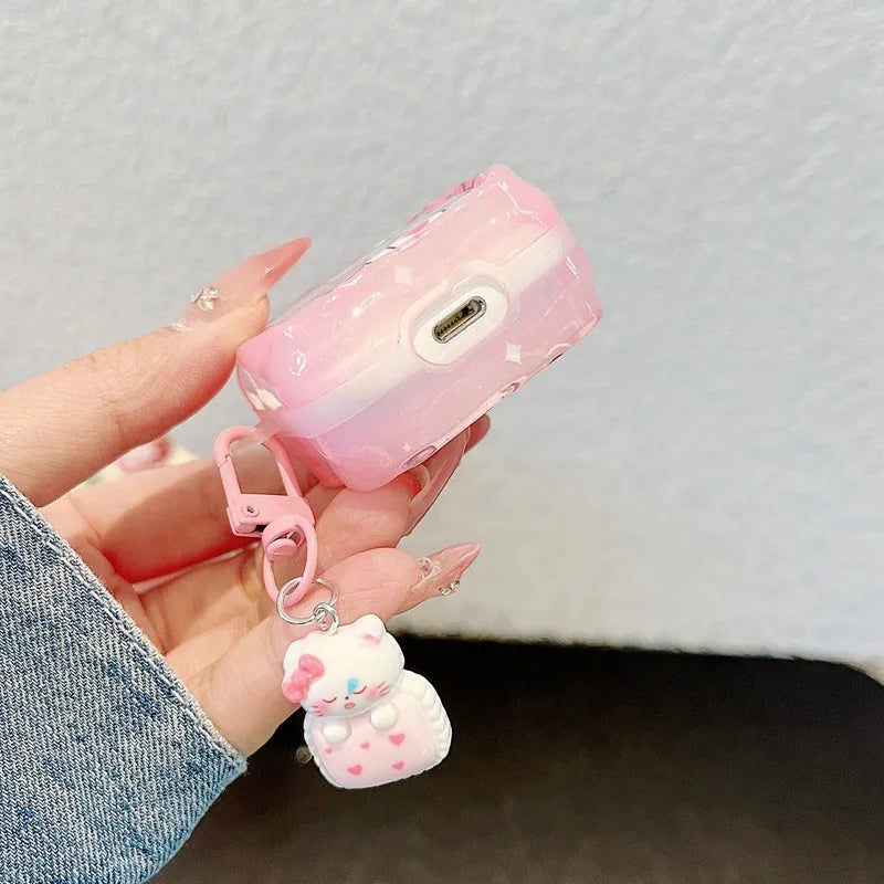 Cute Hello Kitty Earphone Case for Airpods 4 Pro 2 1 2 3 Pro3 Wireless Bluetooth Headset Protective Cover with Pendant