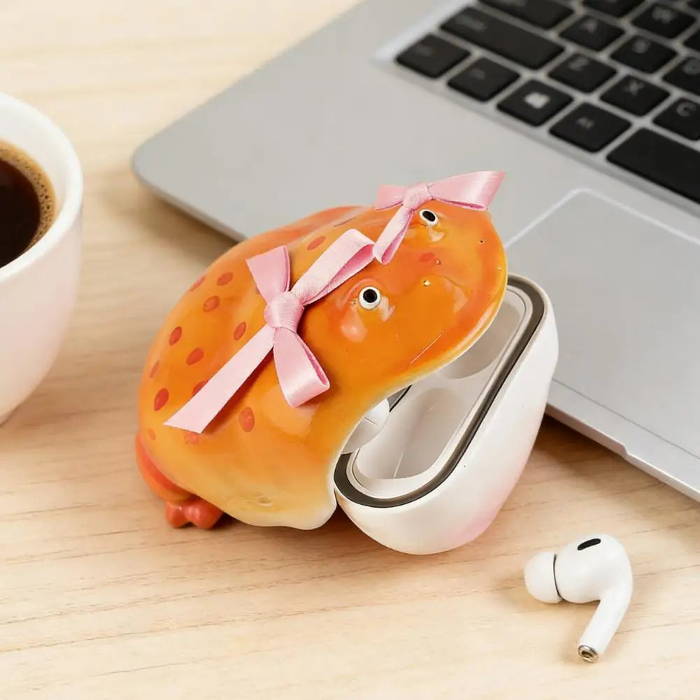 Bow Frog Earbud Case for AirPods 1/2/3/4/Pro 1/2/3 Bluetooth-compatible Earphone Charging Case Cover Headphone Protective Shell