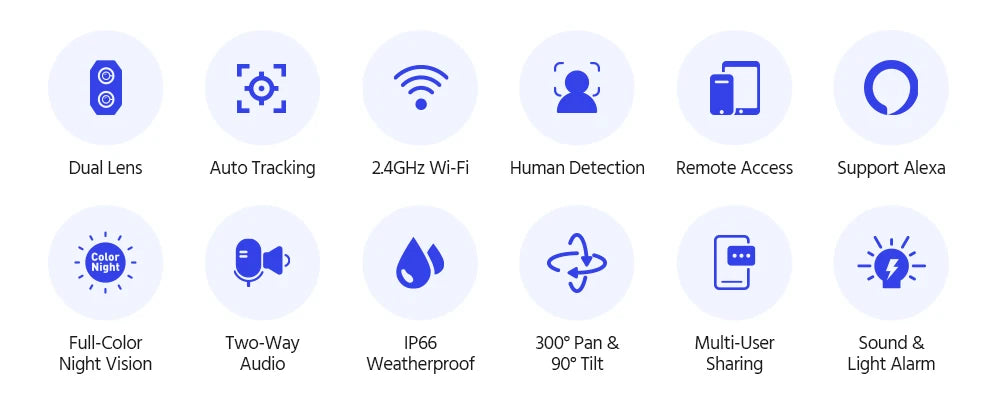 ANNKE 6MP Wifi IP Camera Dual Lens 2.4G camera security wifi Auto Tracking Human Detection Color Night Vision ONVIF PT Camera