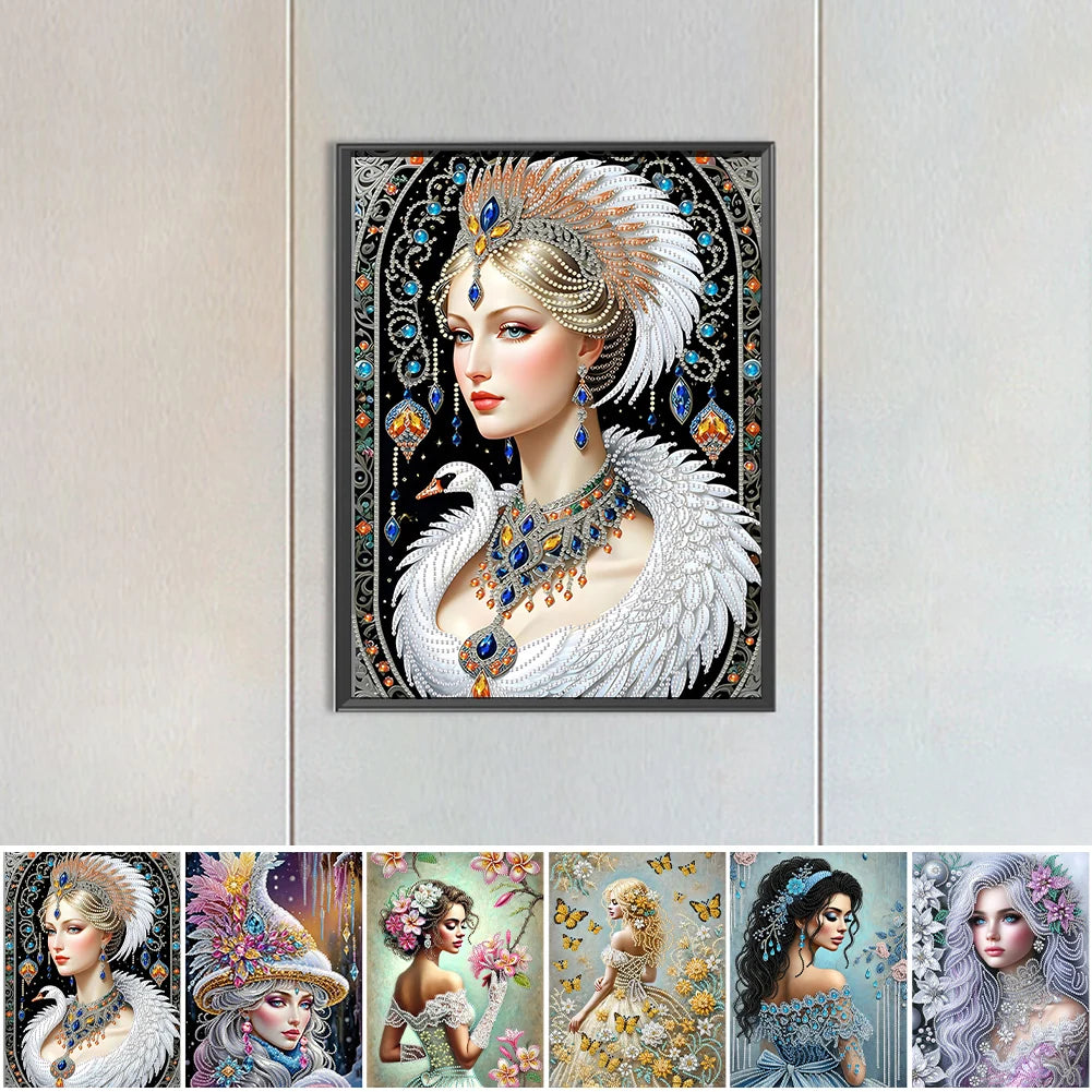30*40cm Elegant Luxury Woman 5D DIY Partial Special Shaped Drill Diamond Painting Kit Rhinestone Diamond Painting Home Decor