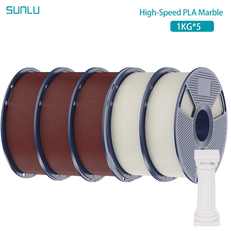 SUNLU 5KG High Speed PLA Marble Filament 1.75mm +/- 0.02 mm 1kg Spool (2.2lbs) High Speed Printing Filament Fit Most FDM Printer