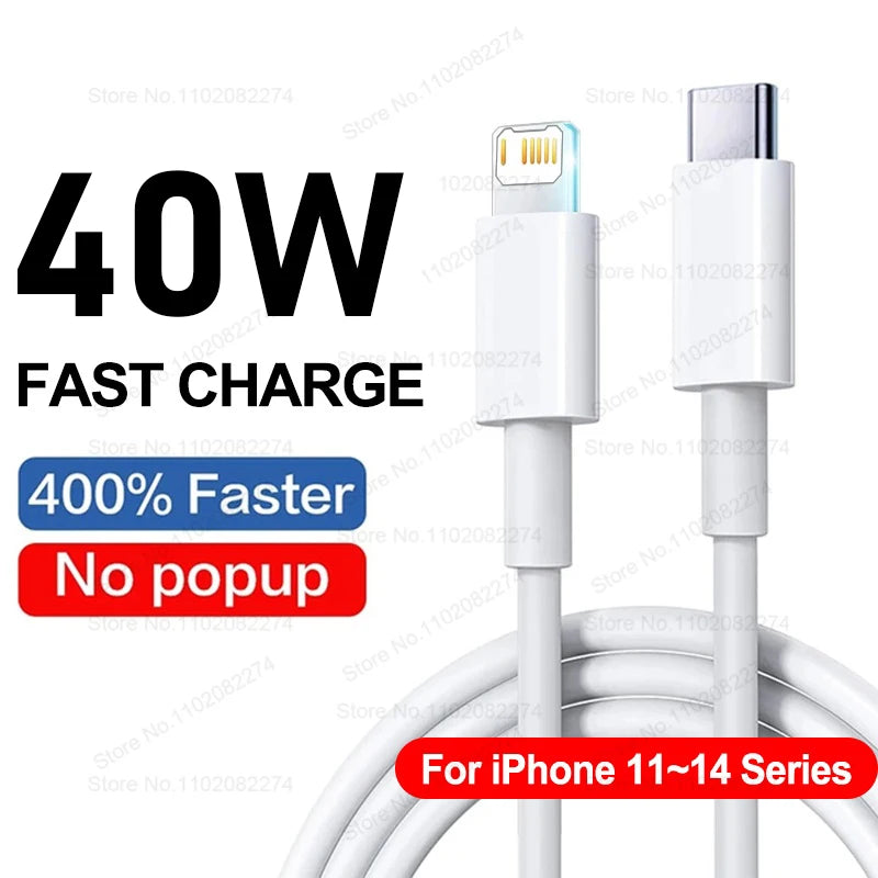 Câble USB de charge rapide PD 40W pour iPhone 14 13 12 11 Pro Max X XR USB-C vers USB C 60W, accessoires de chargeur pour iPhone 15 16