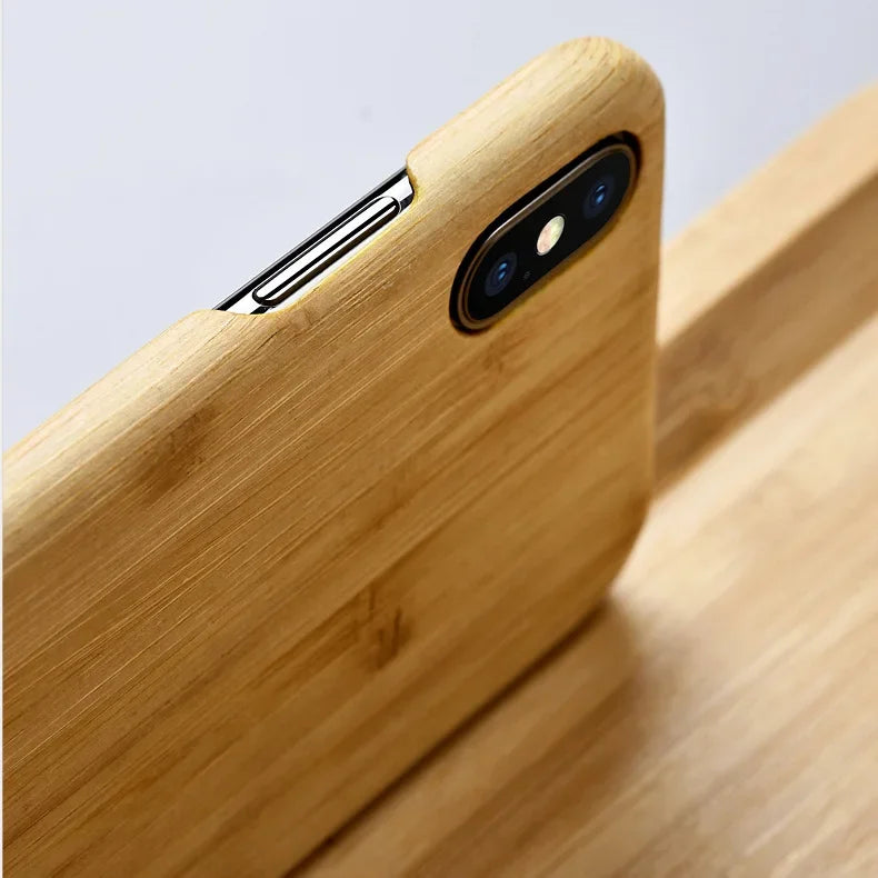 Real Wood Case for iPhone 17 Air 16 15 14 13 12 Mini 11 Pro Max XS XR Natural Bamboo Phone Cover With Ring buckle Shell Funda