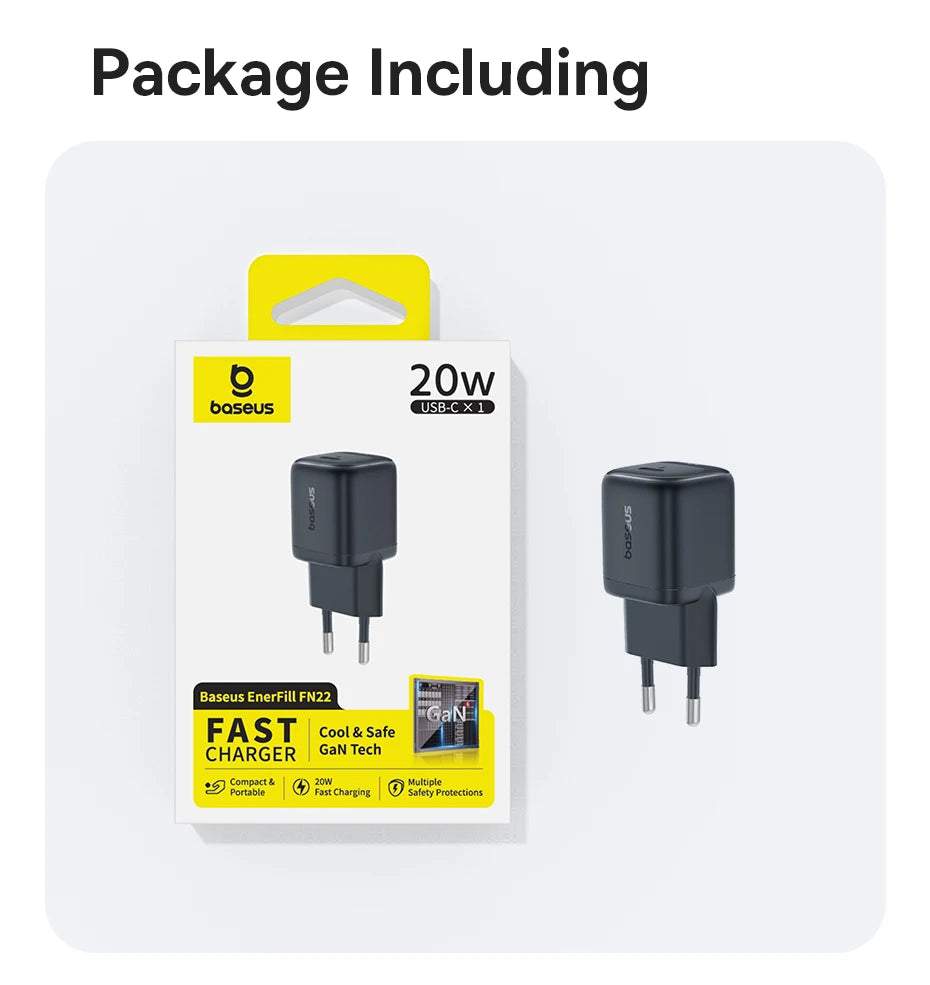 Baseus 20W USB C chargeur Portable Type C chargeur Support PD charge rapide pour iPhone 15 14 13 12 11 Pro Max 8 Plus chargeur rapide