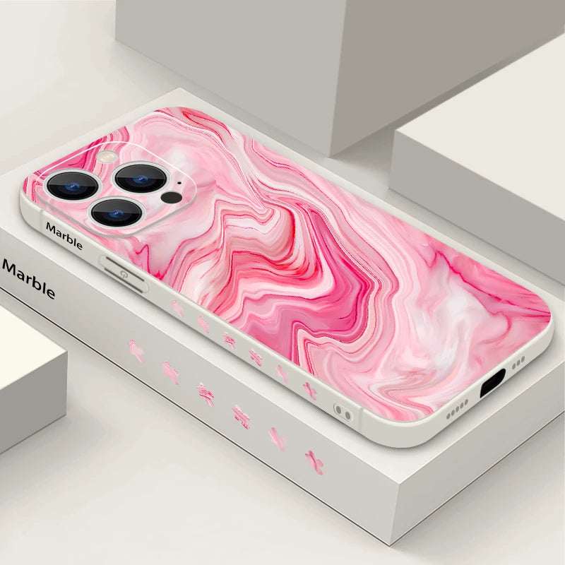 Marble Case For iPhone 15 Pro Max Coque Luxury Watercolor Shockproof Soft Cover For iPhone 16 17 14 13 12 Pro Max 11 16E 17 Air