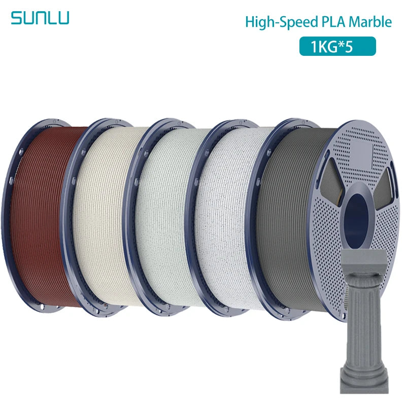 SUNLU 5KG High Speed PLA Marble Filament 1.75mm +/- 0.02 mm 1kg Spool (2.2lbs) High Speed Printing Filament Fit Most FDM Printer