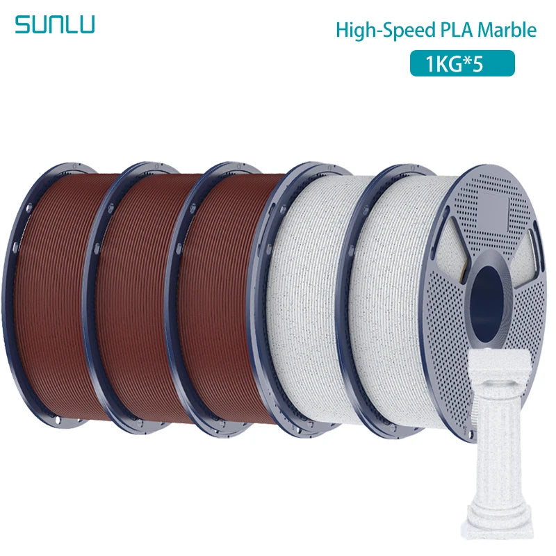 SUNLU 5KG High Speed PLA Marble Filament 1.75mm +/- 0.02 mm 1kg Spool (2.2lbs) High Speed Printing Filament Fit Most FDM Printer