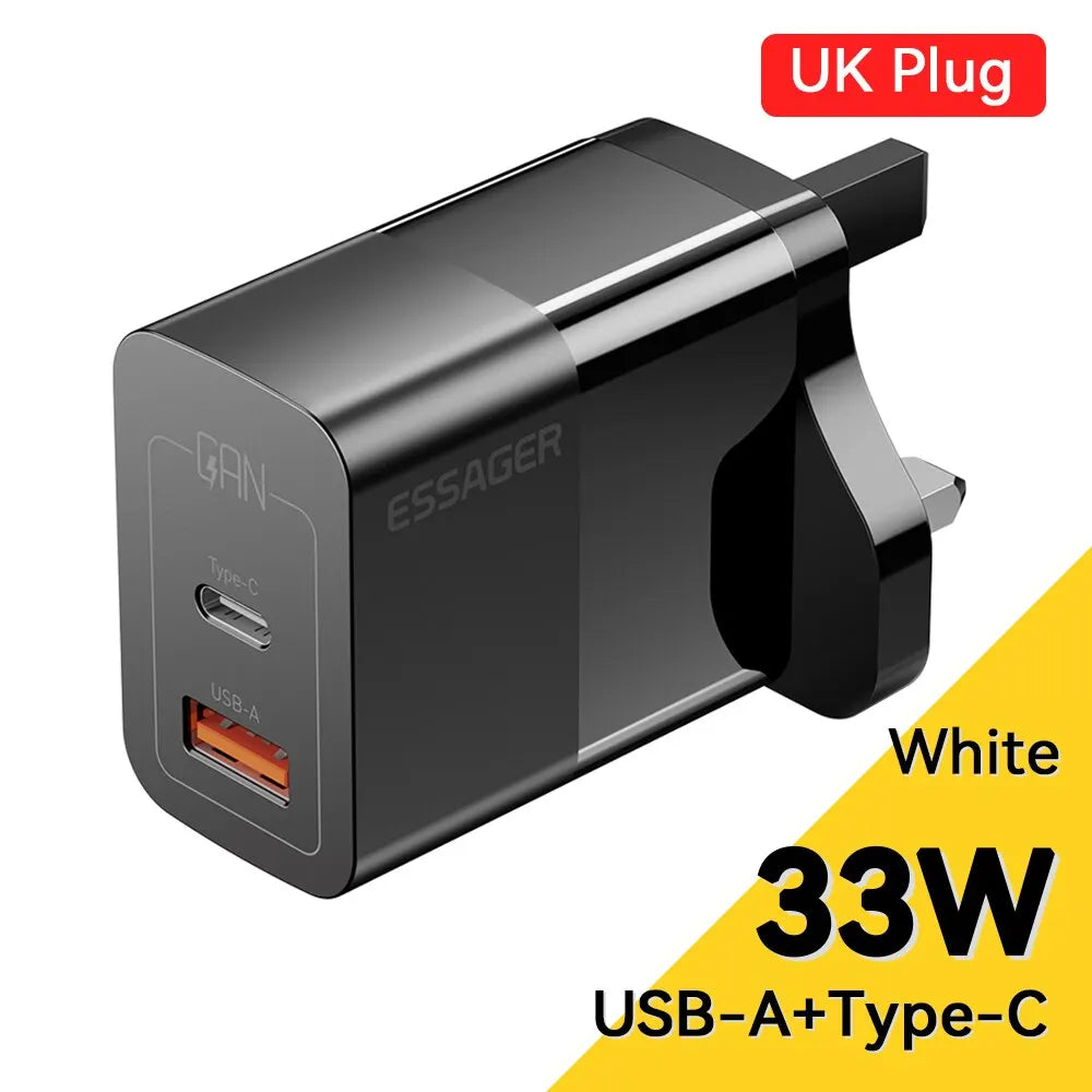 Essager-Chargeur USB Type-C, Charge Rapide PD, GaN, 33W, iPhone 14 13 12 11 Pro Max XS 8 P, iPad Pro Air iPad Mini