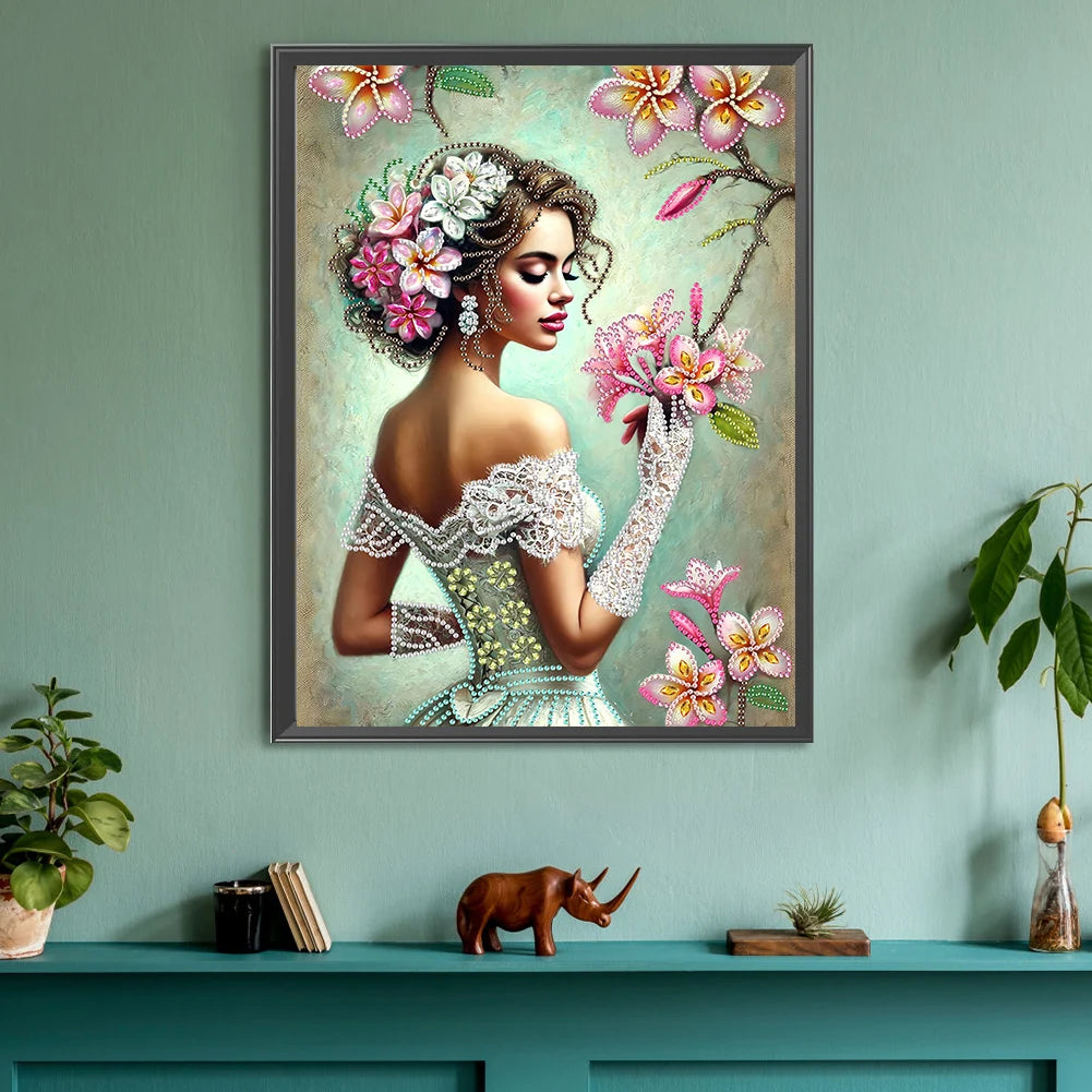 30*40cm Elegant Luxury Woman 5D DIY Partial Special Shaped Drill Diamond Painting Kit Rhinestone Diamond Painting Home Decor