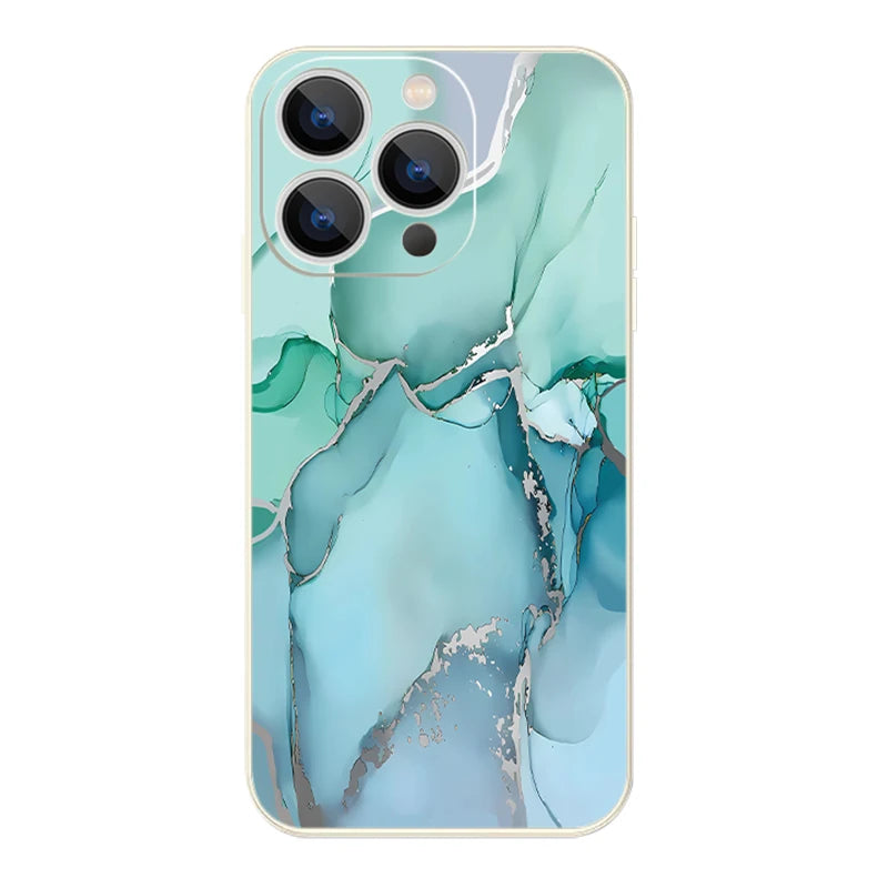 Marble Case For iPhone 15 Pro Max Coque Luxury Watercolor Shockproof Soft Cover For iPhone 16 17 14 13 12 Pro Max 11 16E 17 Air