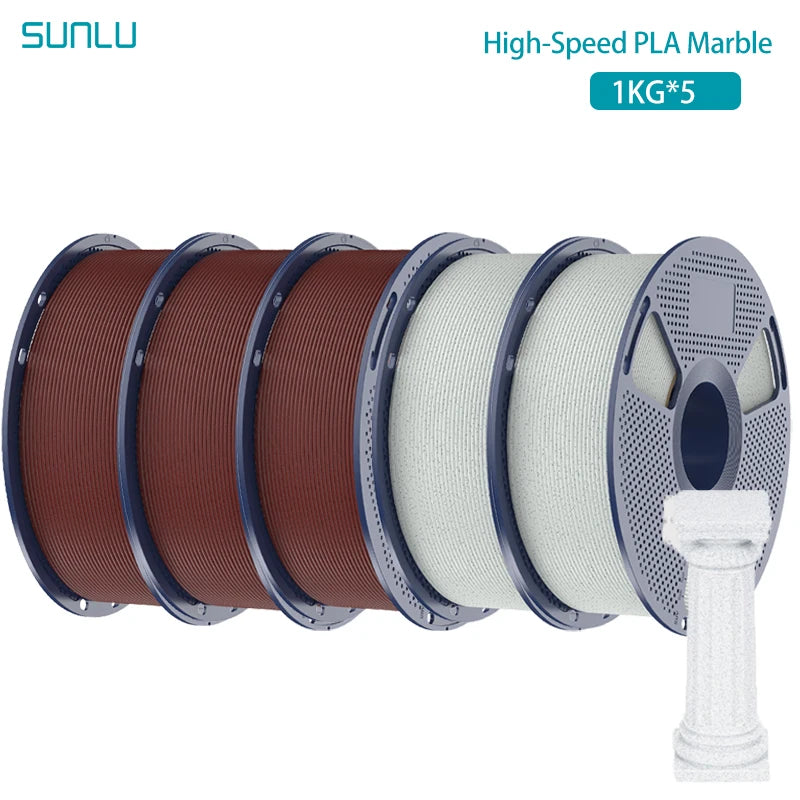 SUNLU 5KG High Speed PLA Marble Filament 1.75mm +/- 0.02 mm 1kg Spool (2.2lbs) High Speed Printing Filament Fit Most FDM Printer
