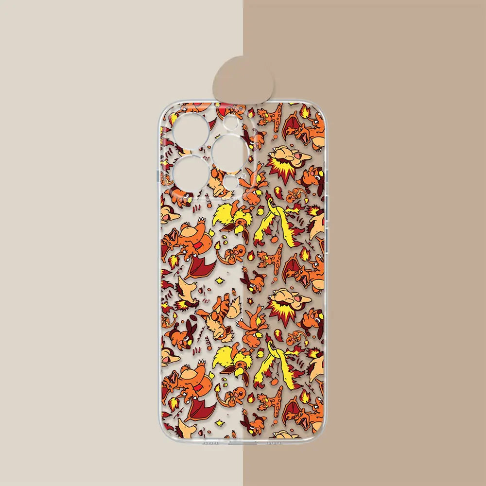 Pokemon Charizard Pikachu Anime Coque For iPhone 17 Air 16e 16 Case 15 14 13 12 11 17 16 Plus Pro Max 17 Translucent Phone Cover